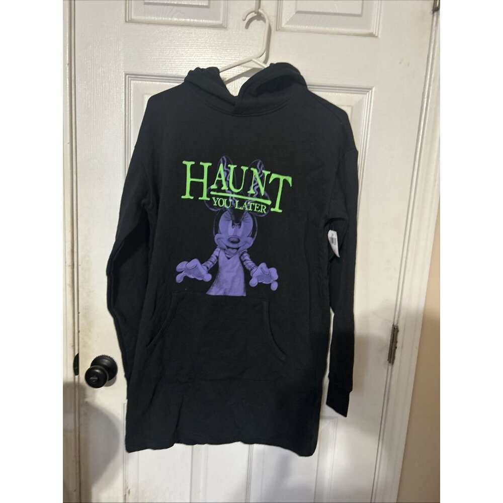 Disney Adult Halloween Minnie “Haunt You Later” Hoodie Dress Tunic NWT Small‎